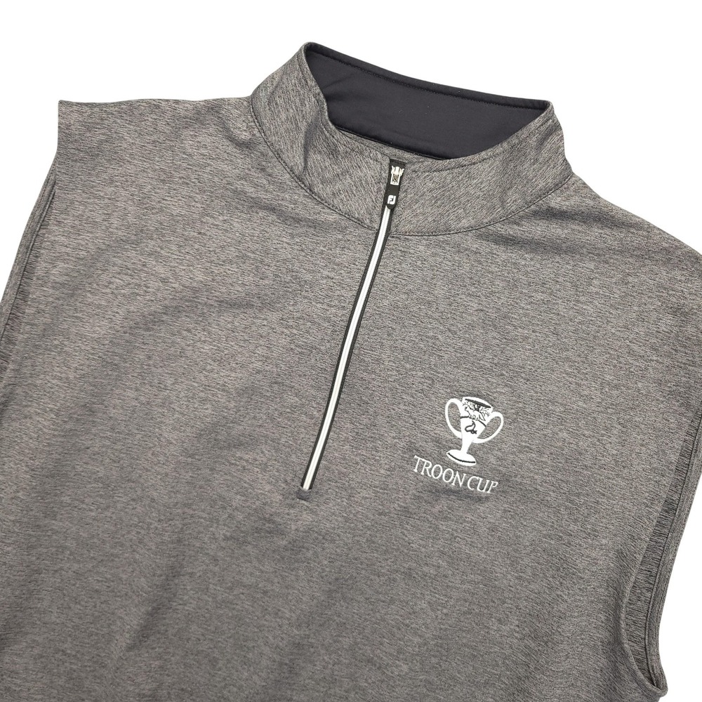 FootJoy Vest Mens Medium Gray 1/4 Zip Sleeveless Golf Windbreaker Troon Cup‎